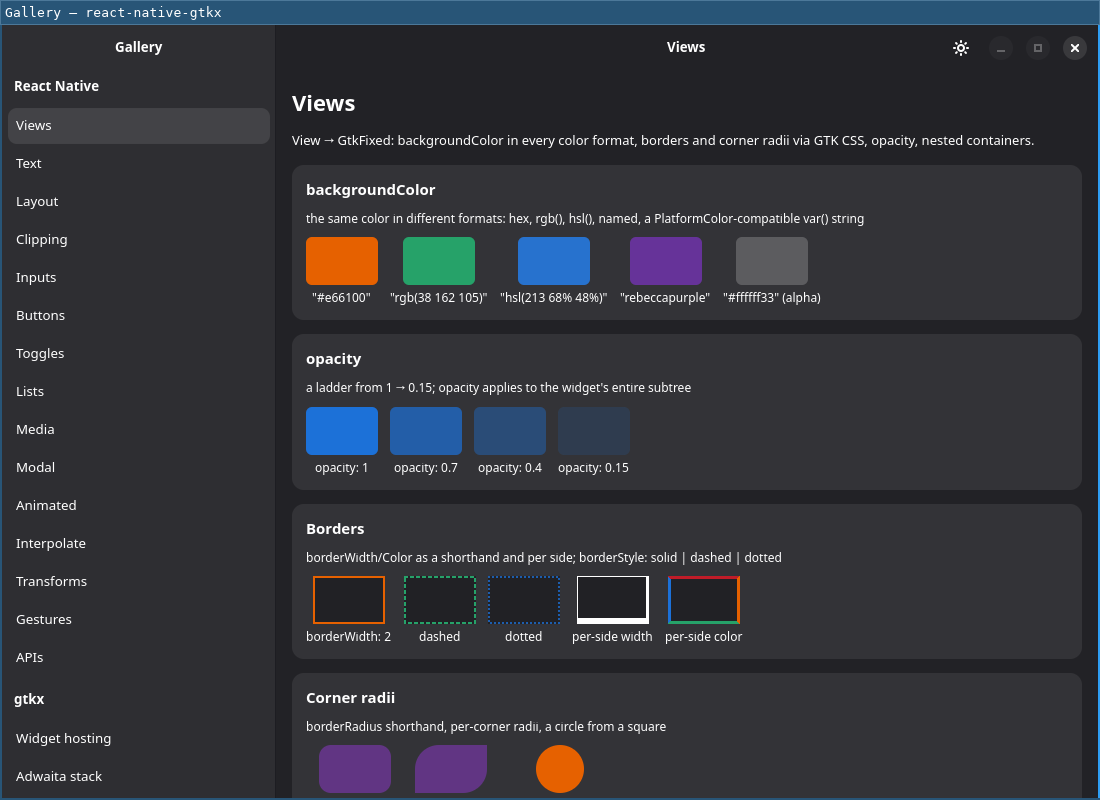 The same sidebar in the dark theme, with the headers equally legible.